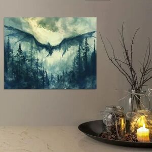 Unframed 8.3"x11.8" Enchanting Green Dragon Watercolor Canvas Poster Fantasy